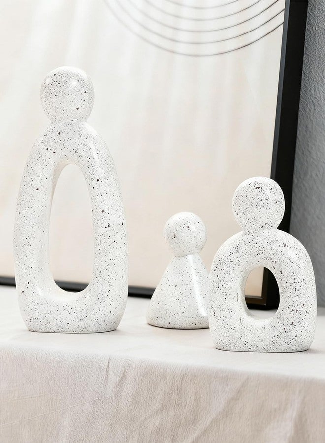 Joogour Abstract Family of 3 Figurines Modern Sculptures - Minimalist Home Decor for TV Stand, Bookshelf, Living Room | Decorative Accents and Gift Ideas as Knick Knacks for Shelves (White) - Image 1